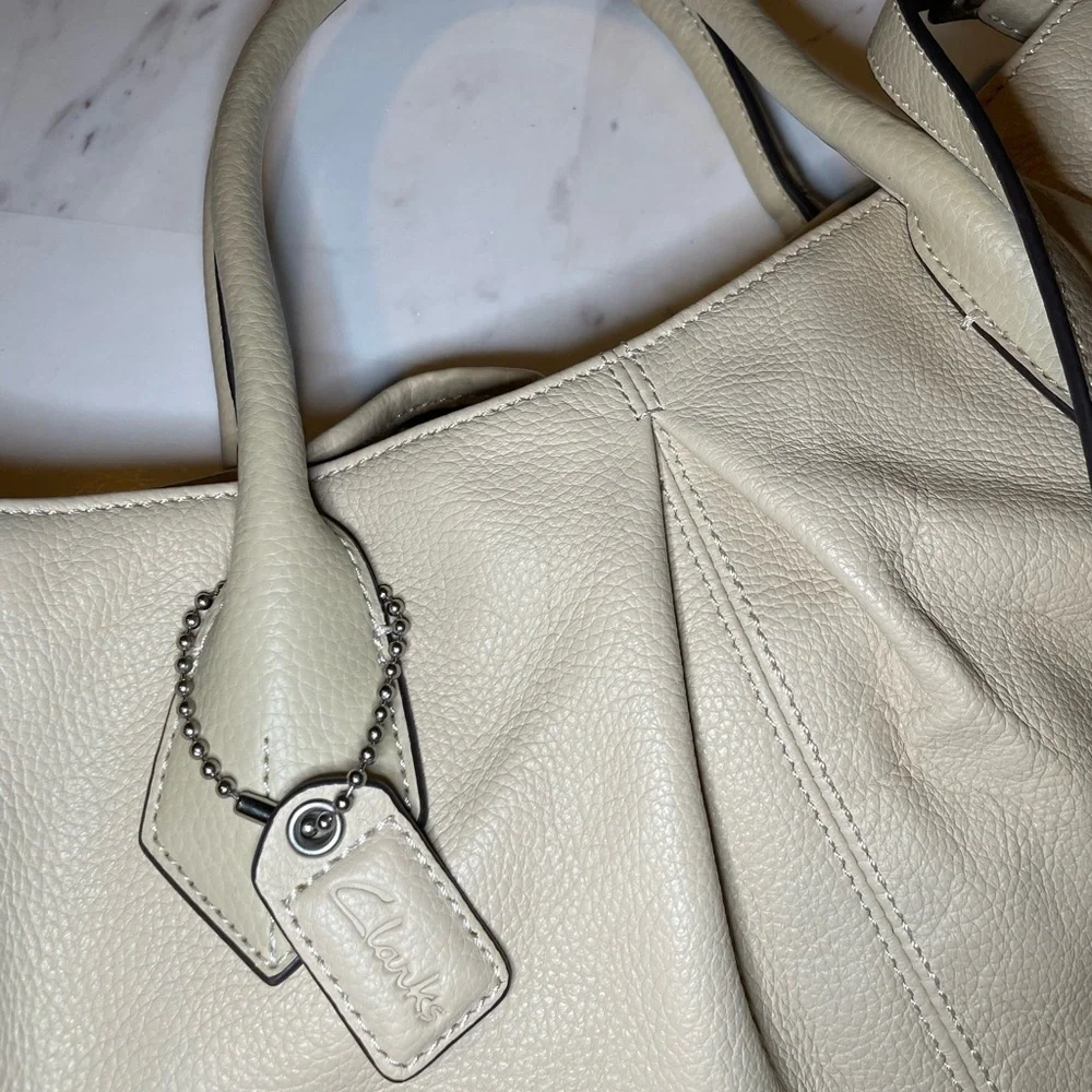Clarks Beige Leather Tote Bag